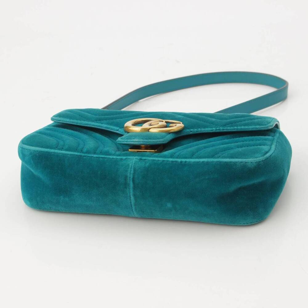 GucciGucci GG Marmont Velvet Chain Shoulder Bag Blue - Picture 5 of 8